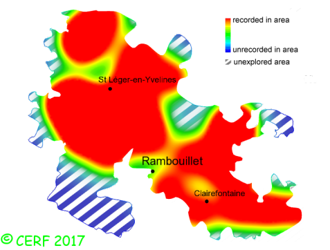 here should be the distribution map of Amanita rubescens in the forest of Rambouillet