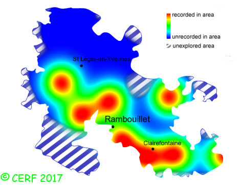 here should be the distribution map of Ganoderma lucidum in the forest of Rambouillet
