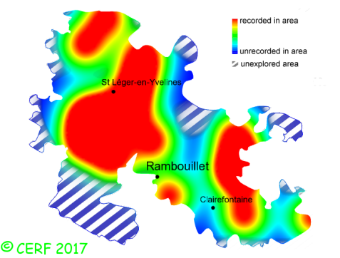 here should be the distribution map of Hypholoma lateritium in the forest of Rambouillet