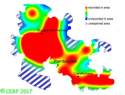 here should be the distribution map of Russula virescens in the forest of Rambouillet